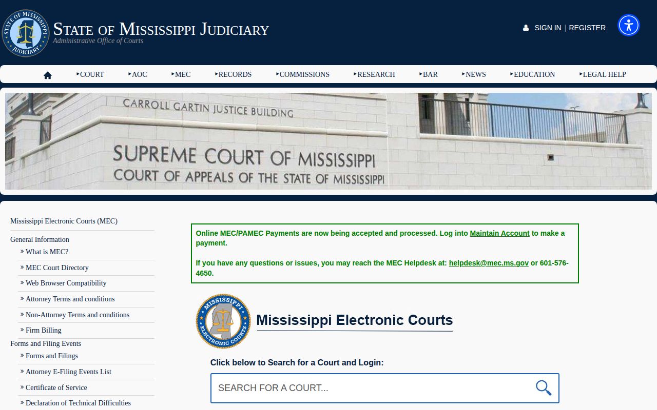 Lincoln County released inmate court record access through Mississippi Electronic Courts