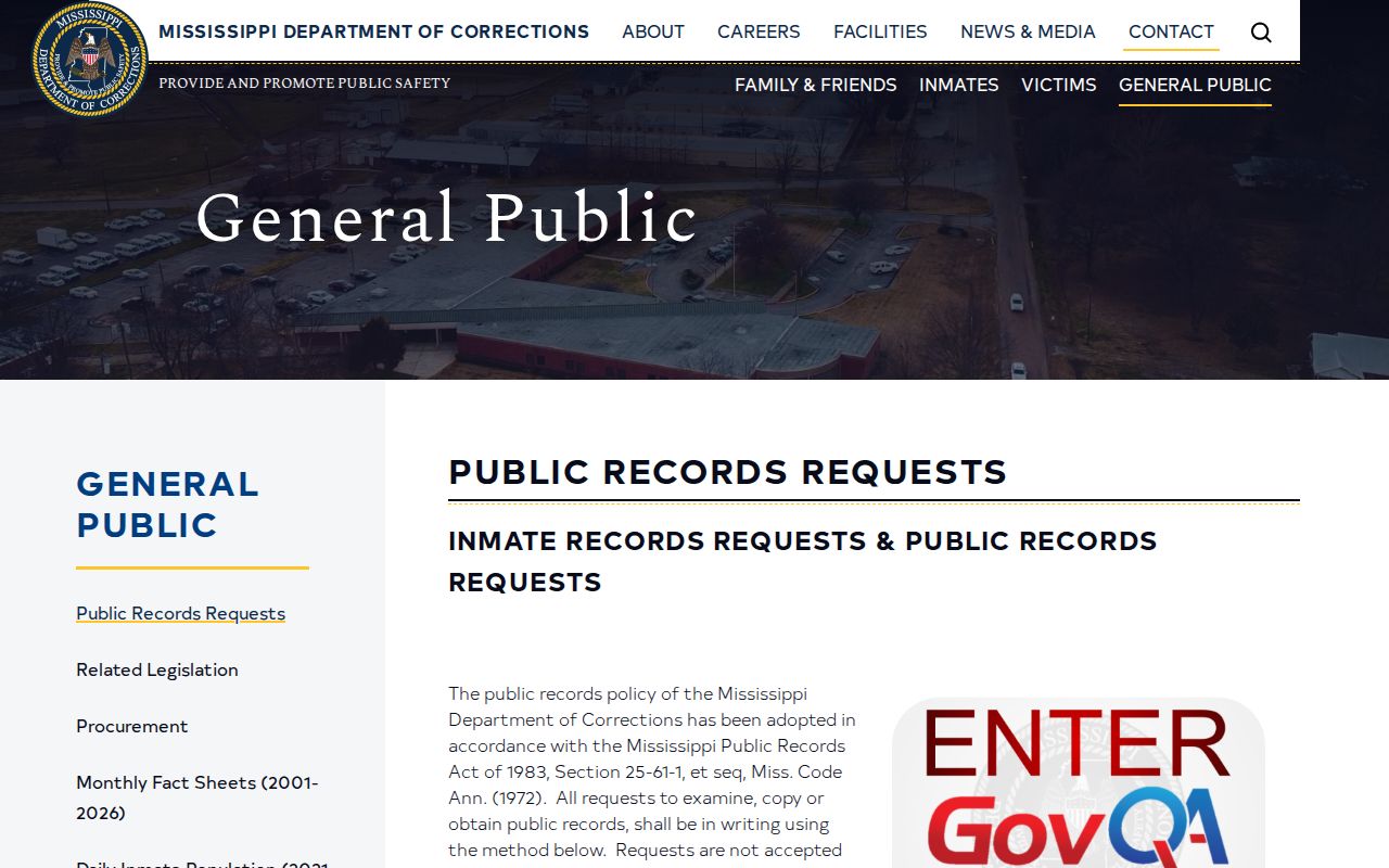 Mississippi Department of Corrections discharge records request instructions